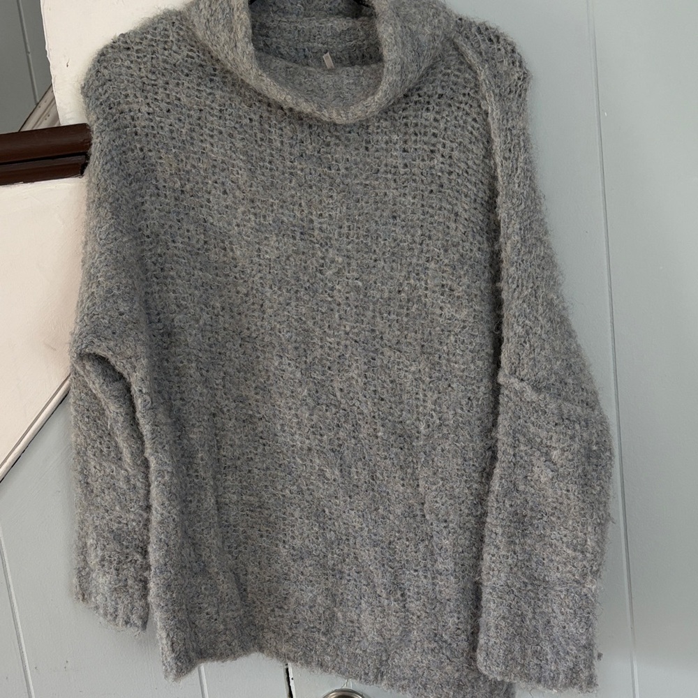 Free People Soft light blue/ Gray Cowl Neck Sweater